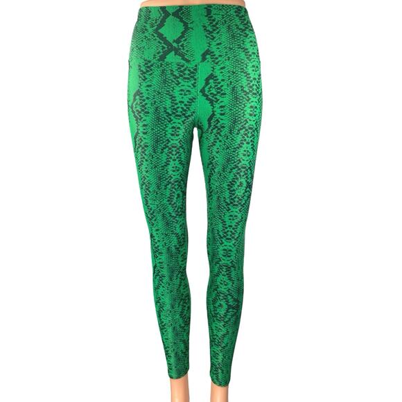 Beach Riot Ayla Women's Green Snakeskin Animal Print High Waist Leggings Pants S - Picture 1 of 5